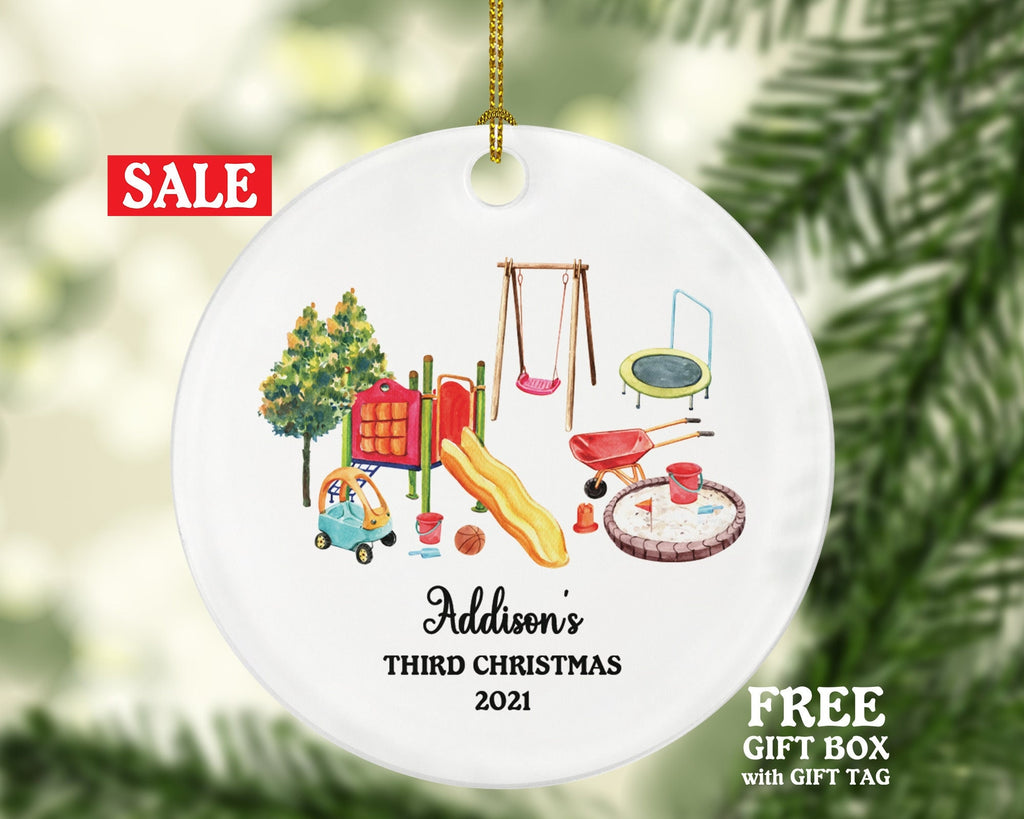 Kids Park Outdoor Playground Christmas Ornament Personalized - Custom Kids Gift - Outside Playing - First Second Third, Any Christmas