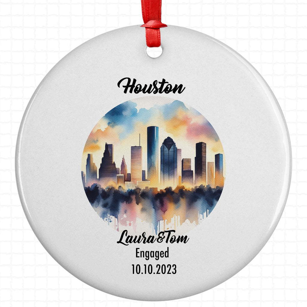 Houston Ornament, Engagement, Married, Travel, Gift for Engaged Couple, Engagement Gift, Trip, Vacation Souvenir