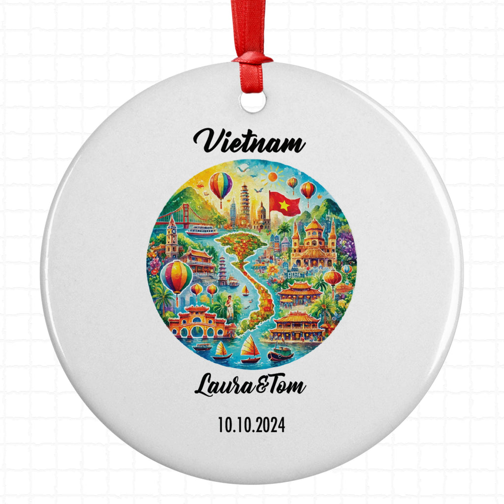 Vietnam, Ornament, Engagement, Married, Travel, Gift for Engaged Couple, Engagement Gift, Trip, Vacation Souvenir