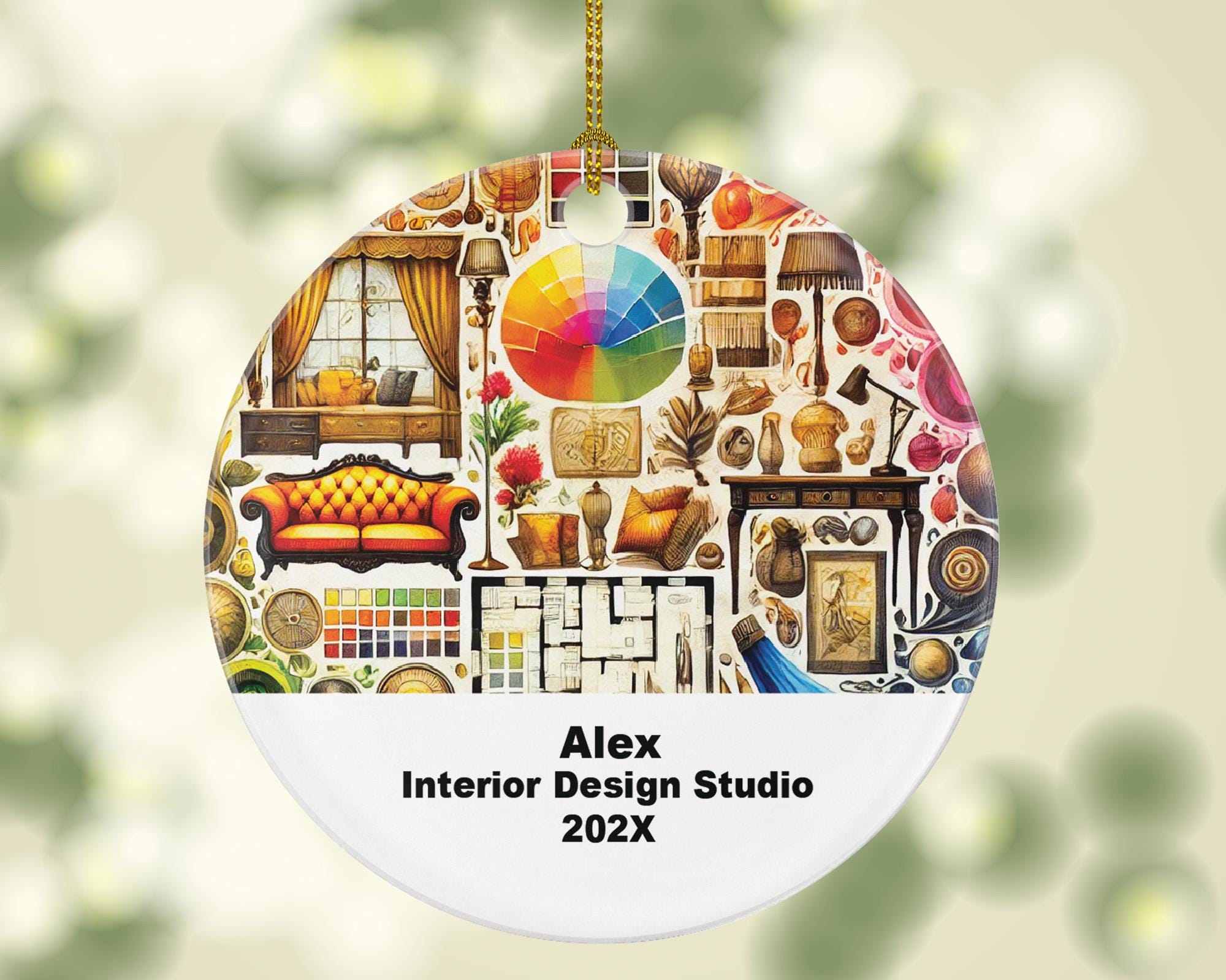 Personalized Interior Design Ornament – Custom Designer Gift – Home Decor Studio Ornament with Name and Year