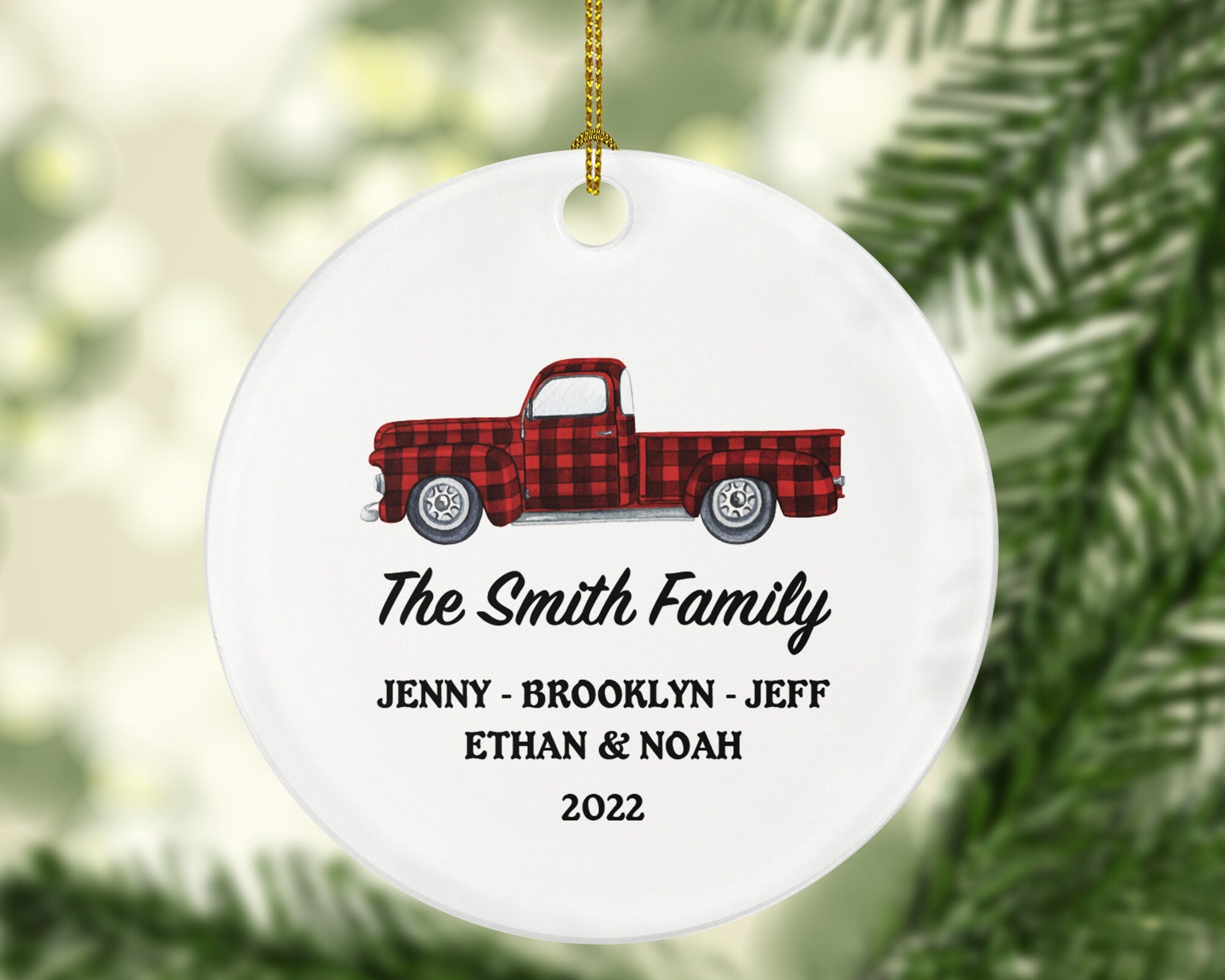 Family of 2 3 4 5 6 Christmas Ornament Personalized - Custom Gift for Family - Family Truck Farmhouse Rustic Decor Name Year