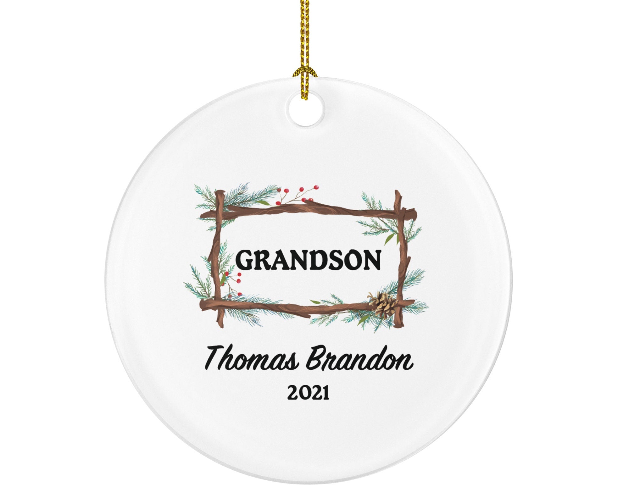 Grandson Personalized Christmas Ornament - Our First Grandson Gift - Grandkid