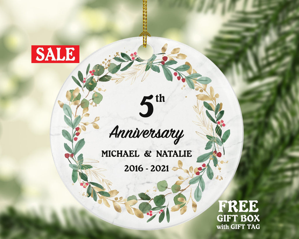 Anniversary Christmas Ornament Personalized, Anniversary Gift, 1st 5th 10th 25th 40th 50th Marriage Anniversary Gift