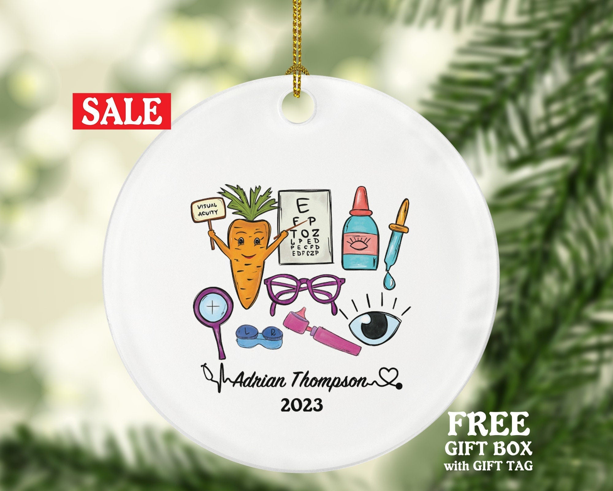 Ophthalmologist Christmas Ornament Personalized - Eyes Seeing Doctor Visual System Gift Graduation Thank You Appreciation Gift