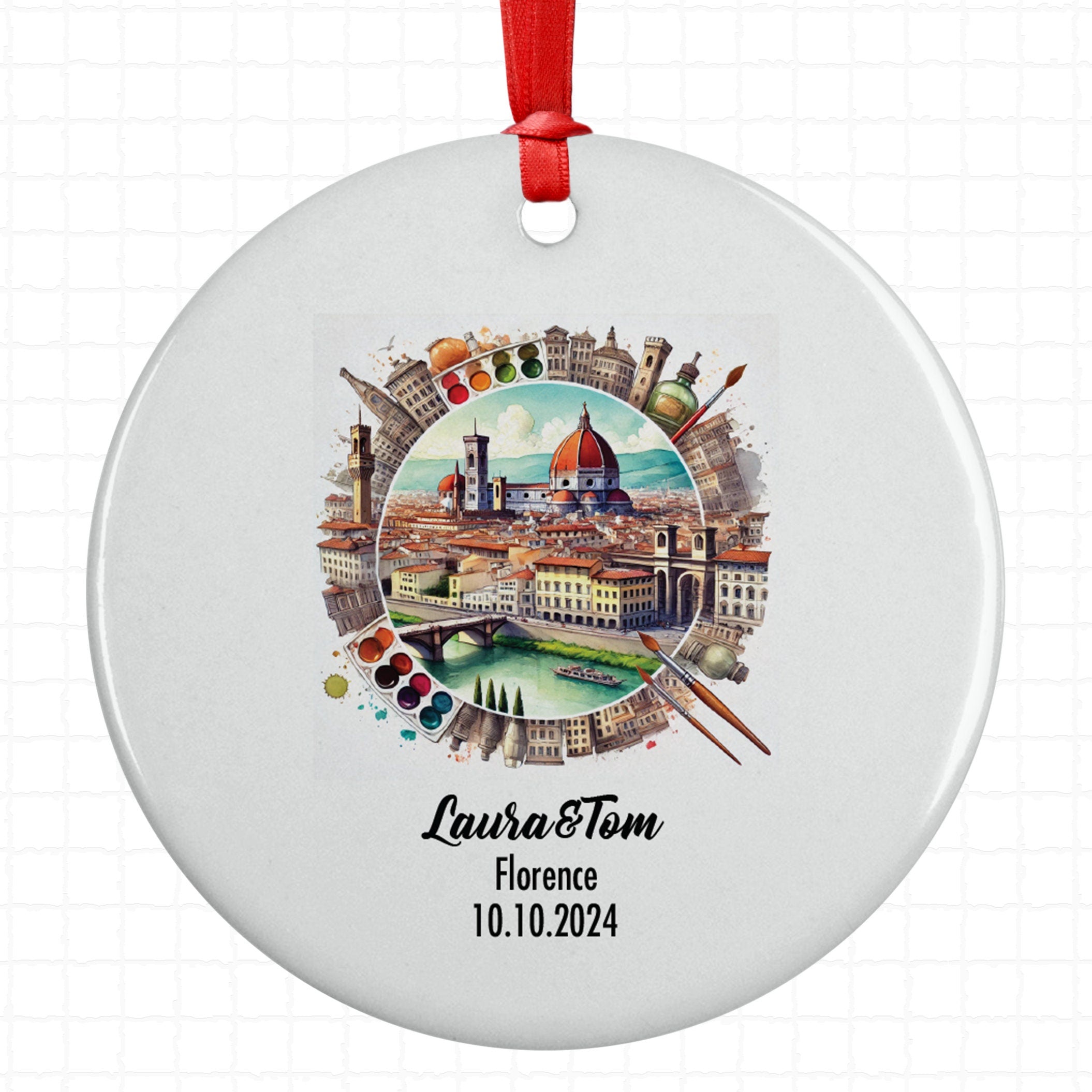 Florence, Italy, Ornament, Engagement, Married, Travel, Gift for Engaged Couple, Engagement Gift, Trip, Vacation Souvenir