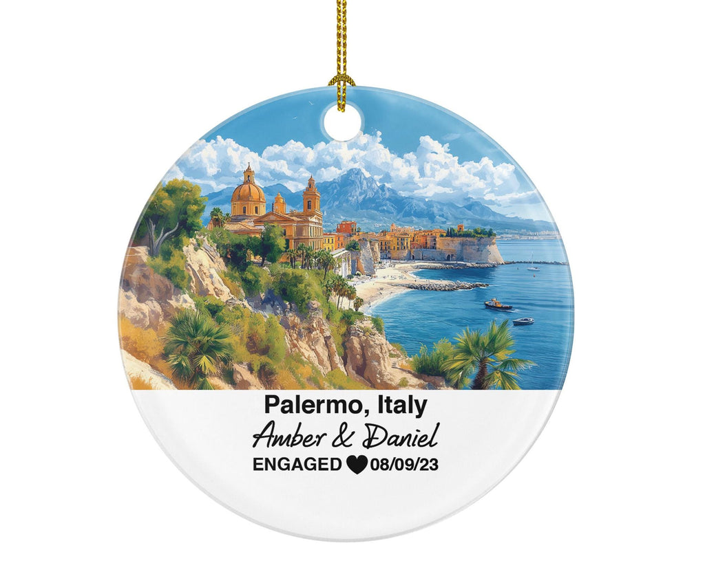 Custom Palermo Italy Ornament, Quattro Canti, Piazza Pretoria, Personalized Couple Gift, Celebrate Wedding, Engagement, Honeymoon
