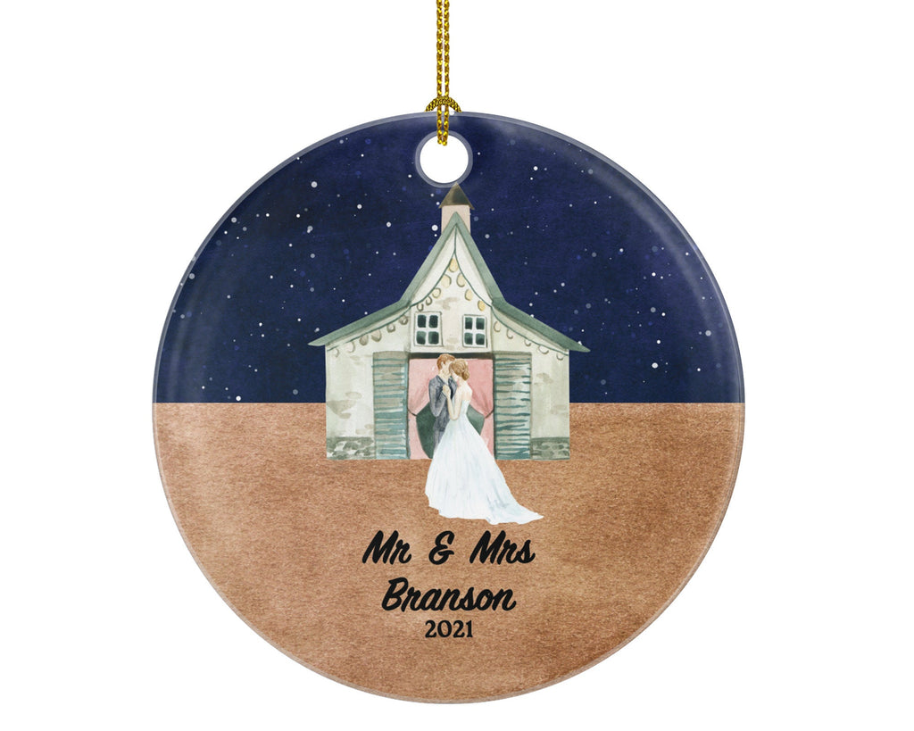First Christmas as Mr & Mrs Married Couple Christmas Ornament Personalized - Newlywed Mr. and Mrs. Gift - Church Wedding