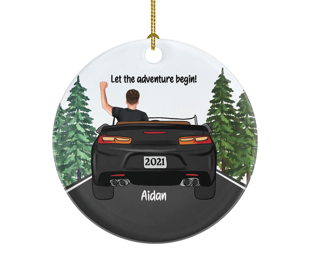 Personalized New Driver Christmas Ornament Boy Male Car Driving Convertible New License Owner Driver's License Plate Custom Gift For Teenage