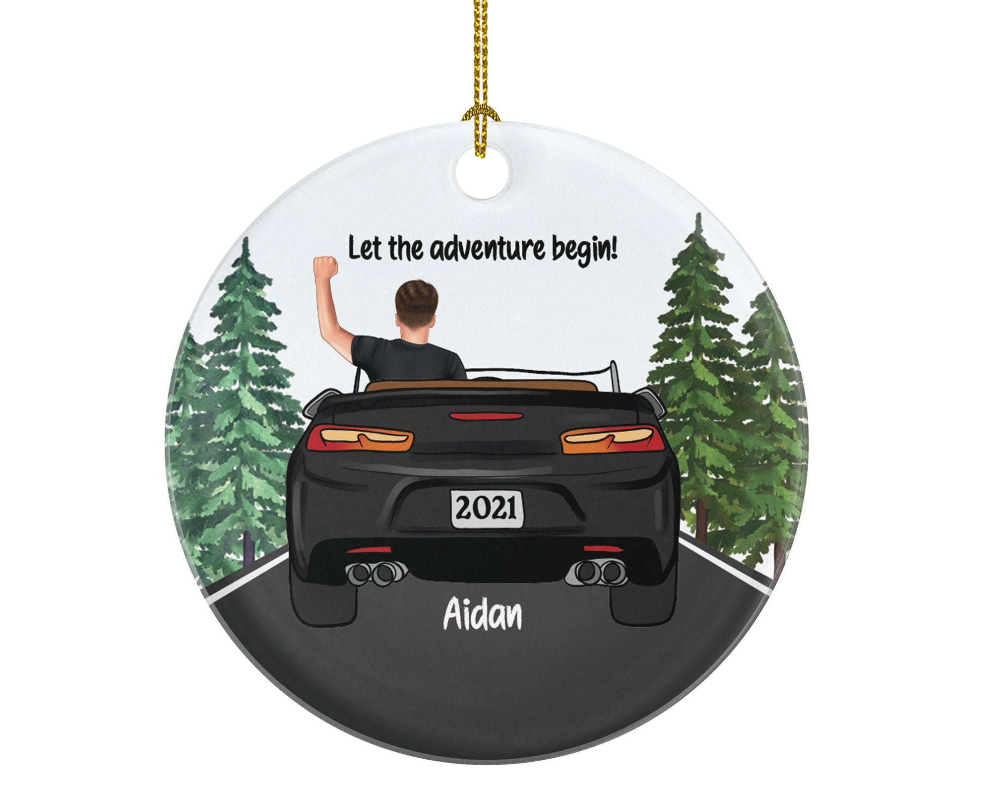 Personalized New Driver Christmas Ornament Boy Male Car Driving Convertible New License Owner Driver's License Plate Custom Gift For Teenage