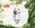 Mr & Mrs Married Couple Christmas Ornament Personalized - Deer Bride and Groom Newlywed Our First Christmas Gift