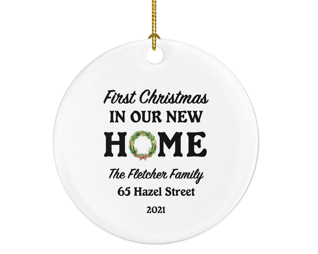 Personalized New Home Ornament - New Home Christmas Ornament - Wreath New House Ornament