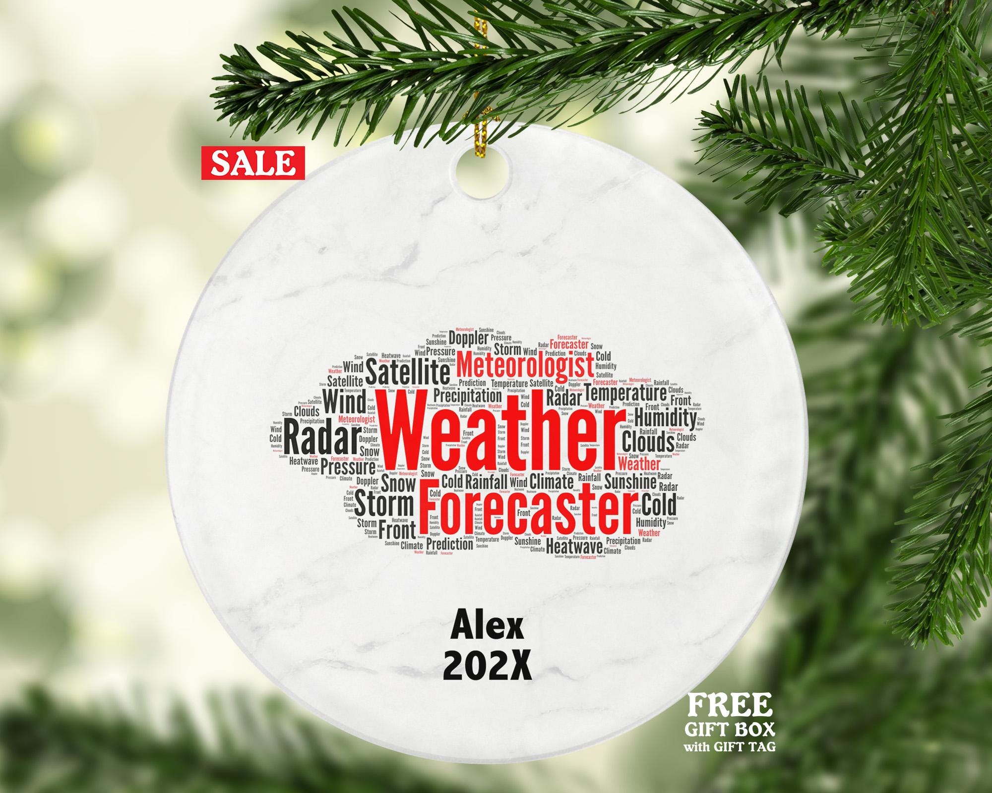 Personalized Weather Forecaster Ornament – Custom Meteorologist Gift with Word Art Design