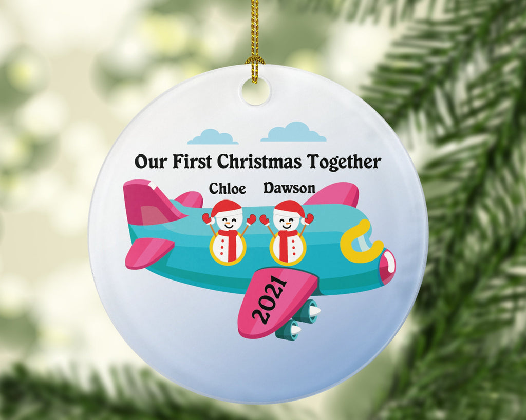 Personalized First Christmas Together Couple Airplane Ride Vacation Christmas Ornament Wedding First Married Wedding Gift for Newlywed Plane