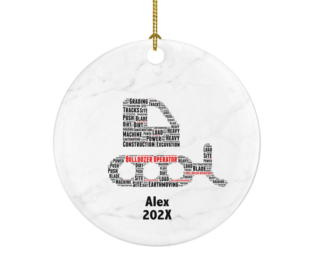 Personalized Bulldozer Operator Christmas Ornament – Custom Construction Gift – Heavy Equipment Operator Ornament Keepsake