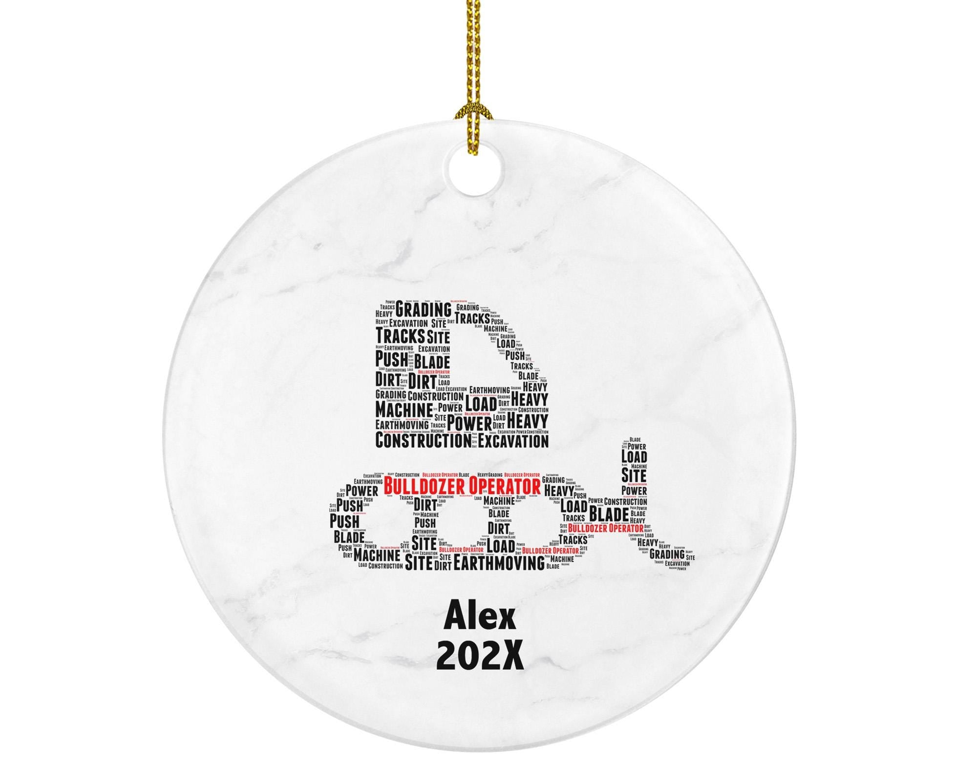 Personalized Bulldozer Operator Christmas Ornament – Custom Construction Gift – Heavy Equipment Operator Ornament Keepsake