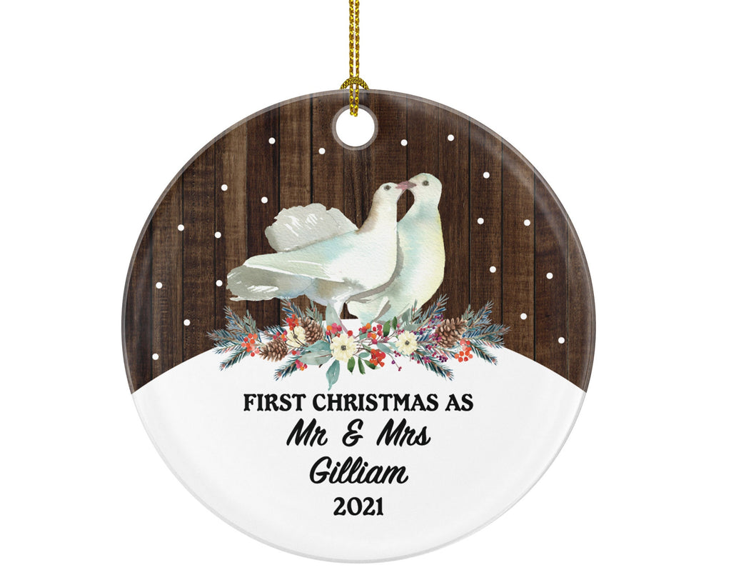 First Christmas as Mr & Mrs Wedding Personalized Ornament - Just Married Newlywed Custom Mr. and Mrs. Marriage - Couple Gift