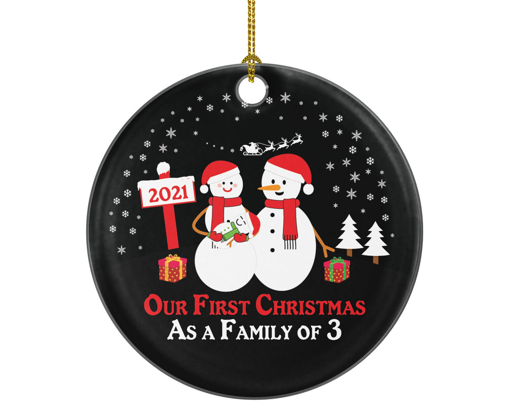 Our First Christmas As A Family Of 3 Ornament / New Parents Mom Dad Baby Girl Boy Mommy Daddy Snowmen Snowman Newborn 1st Three Kid Child