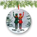 Soul Sisters for 2 Best Friends Christmas Ornament Personalized BFF Gift Custom Female Friends Besties Portrait Snow Forest Girl My Person