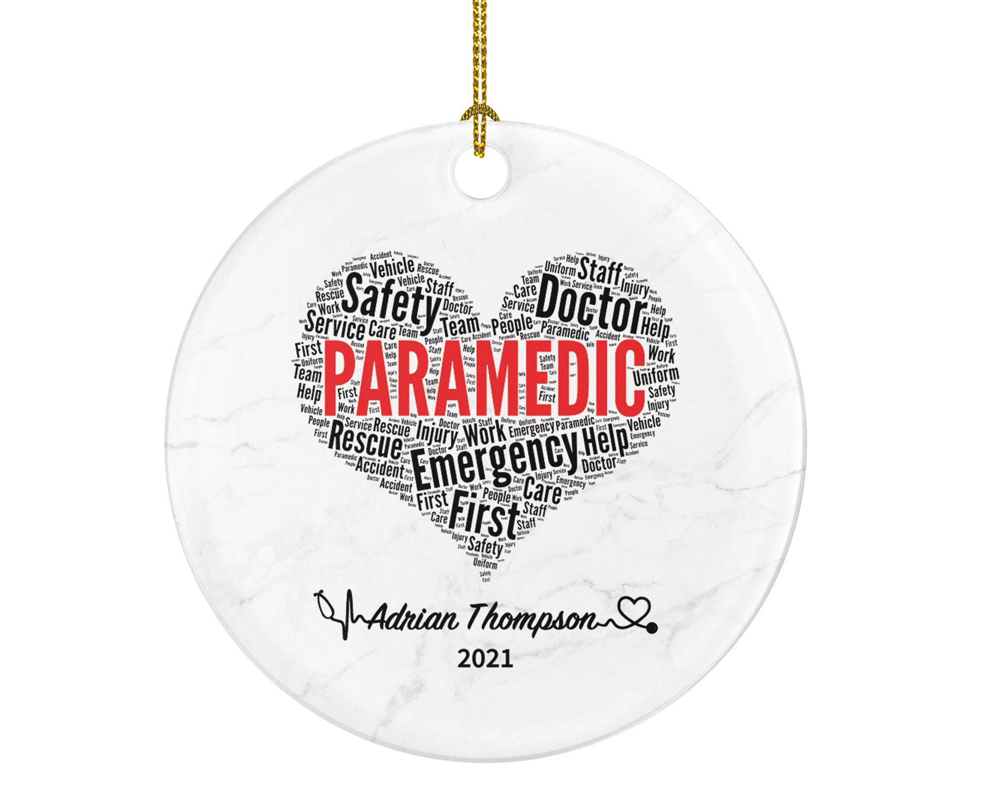 Paramedic Christmas Ornament Personalized -  Paramedic Ambulance Healthcare Worker Essential Employee Appreciation Gift Hospital Worker