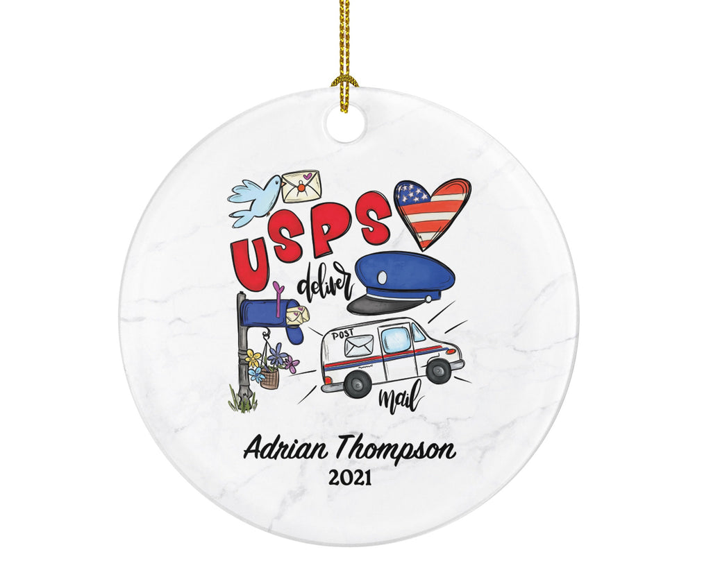 Mail Carrier Truck Postal Worker Christmas Ornament Personalized - Mailman Appreciation Gift Thank You Essential Worker Holiday