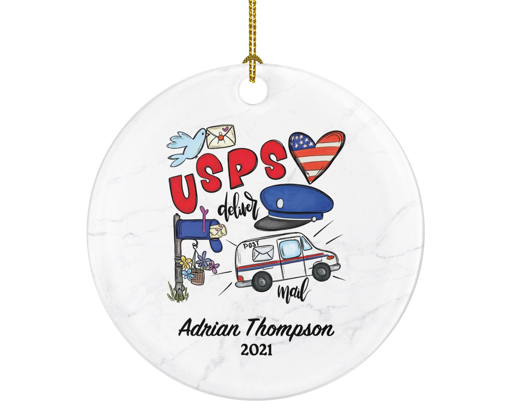 Mail Carrier Truck Postal Worker Christmas Ornament Personalized - Mailman Appreciation Gift Thank You Essential Worker Holiday