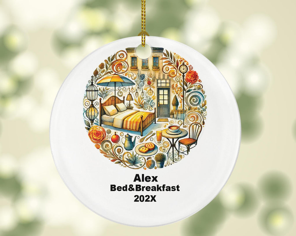 Personalized Bed and Breakfast Ornament – Custom Innkeeper Gift – Hospitality Business Ornament with Name and Year