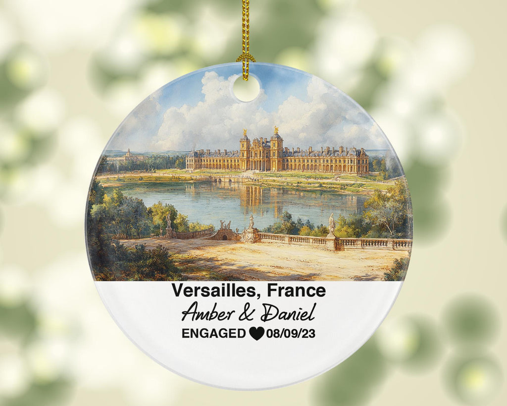 Personalized Versailles France Christmas Ornament, Château de Versailles, Mr & Mrs Wedding, Engagement, or Honeymoon Keepsake for Couples