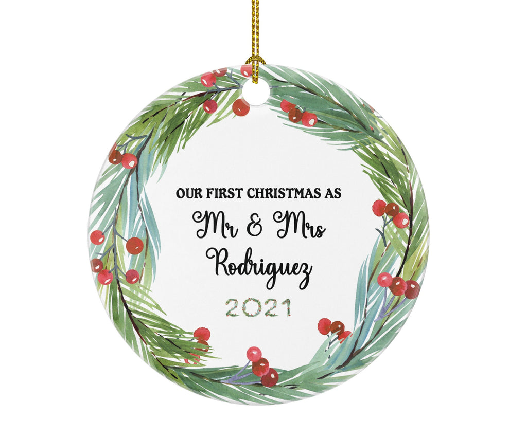 Our First Christmas as Mr & Mrs Married Couple Christmas Ornament Personalized - Newlywed Christmas Couple First Gift