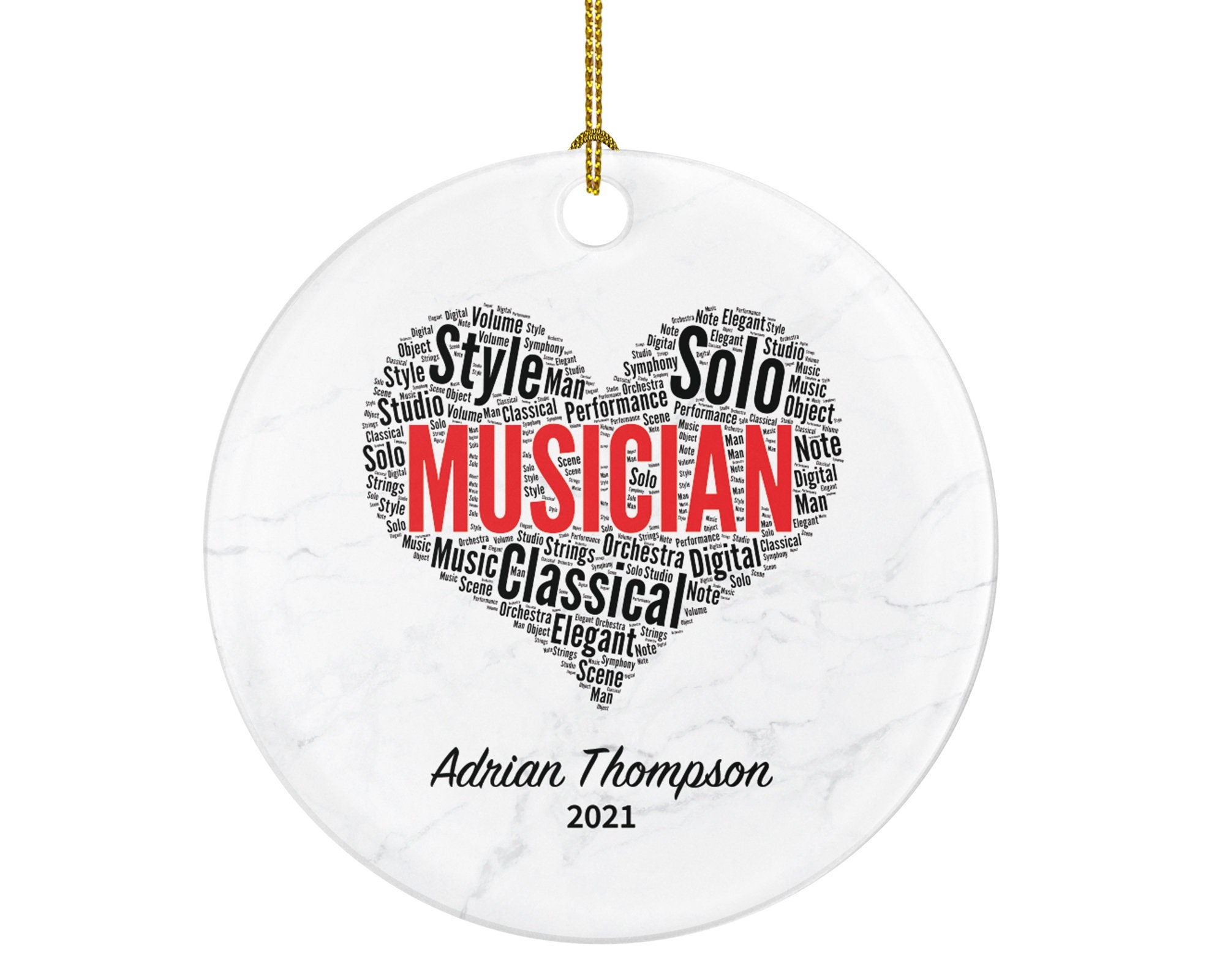 Musician Christmas Ornament Personalized - Musical Gift for Singer or Musical Instrument Player - Custom Name Year