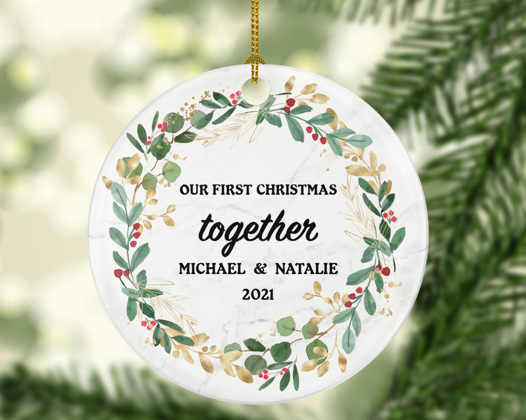 Our First Christmas Together Couple Christmas Ornament Personalized - New Couple Gift - Custom Names and Year