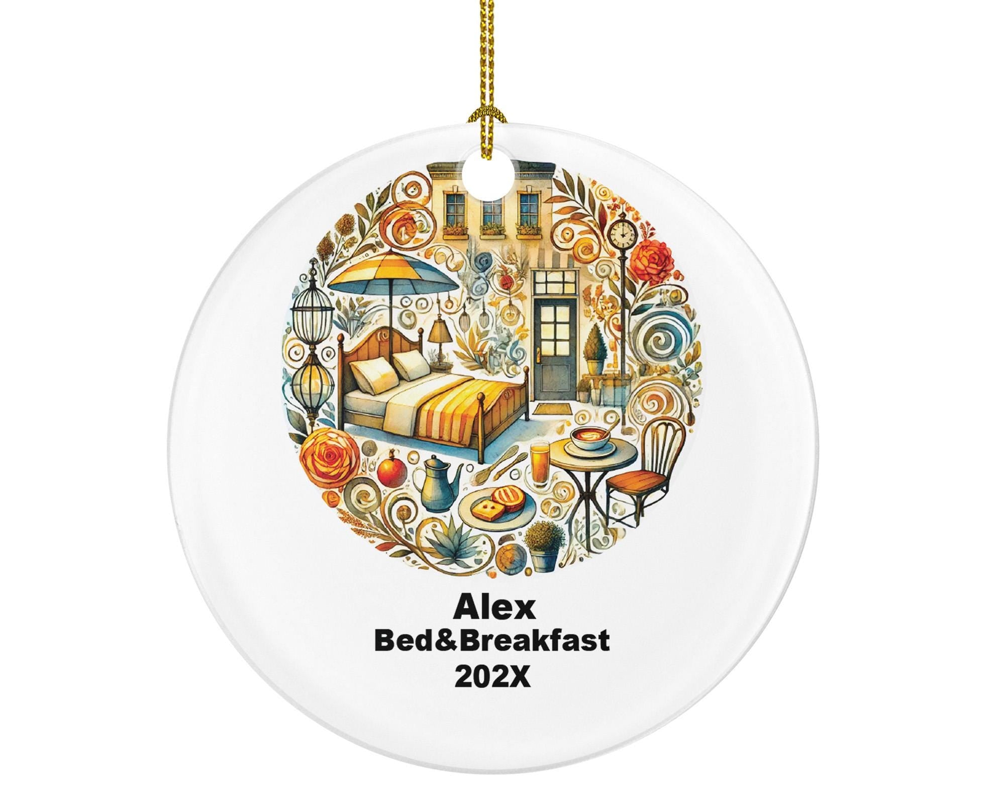 Personalized Bed and Breakfast Ornament – Custom Innkeeper Gift – Hospitality Business Ornament with Name and Year
