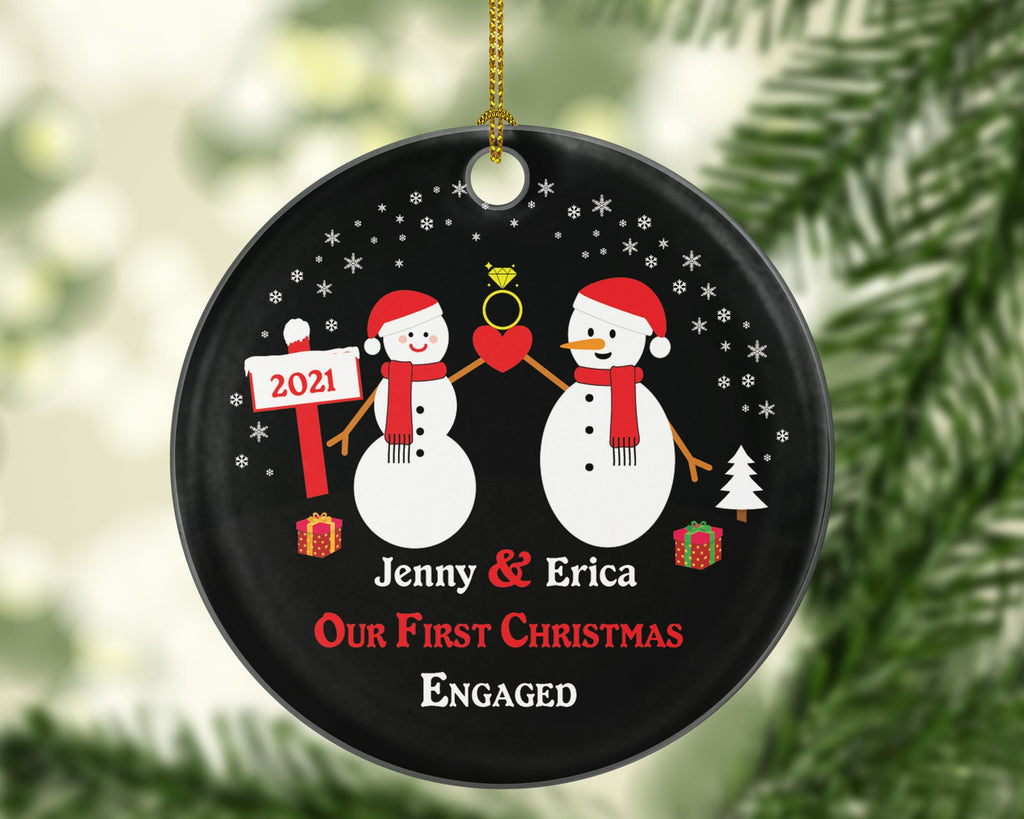 Personalized Engaged Christmas Ornament Engagement Couple Our First Newly Just Engaged She Said Yes Will You Marry Me Ring Proposal 1st