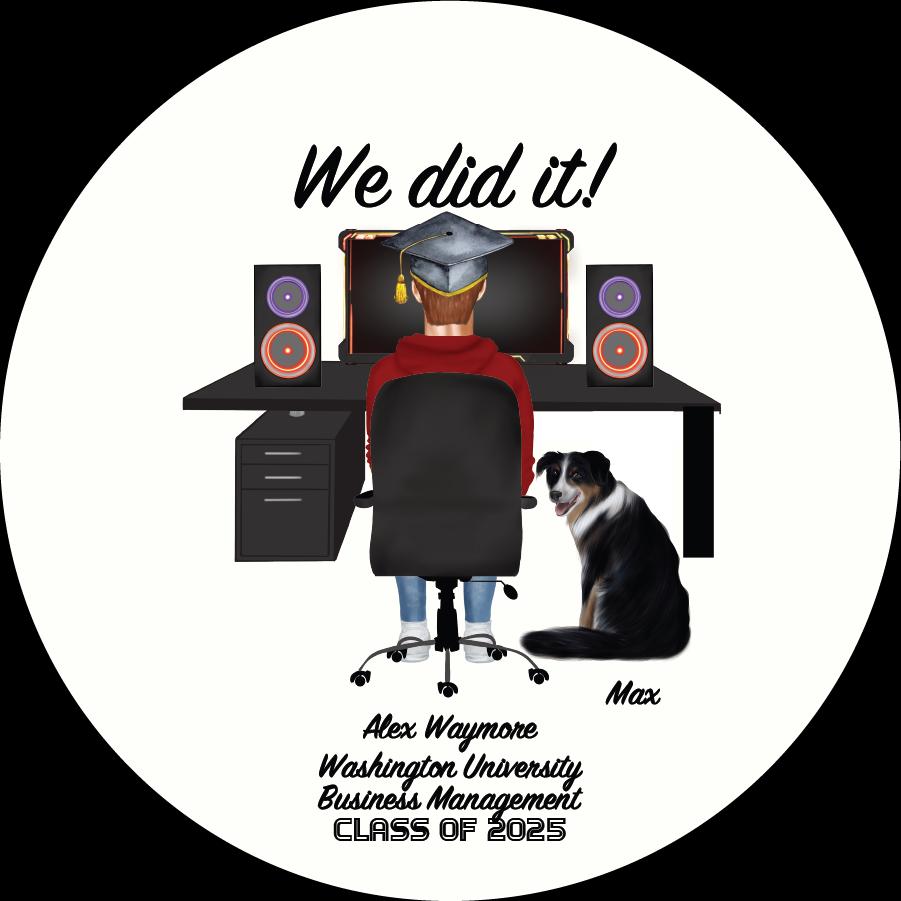 Graduation Ornament Gamer 2025 Personalized Gift with Pet Custom Name Desk Setup Class of 2025 Keepsake Dog Cat