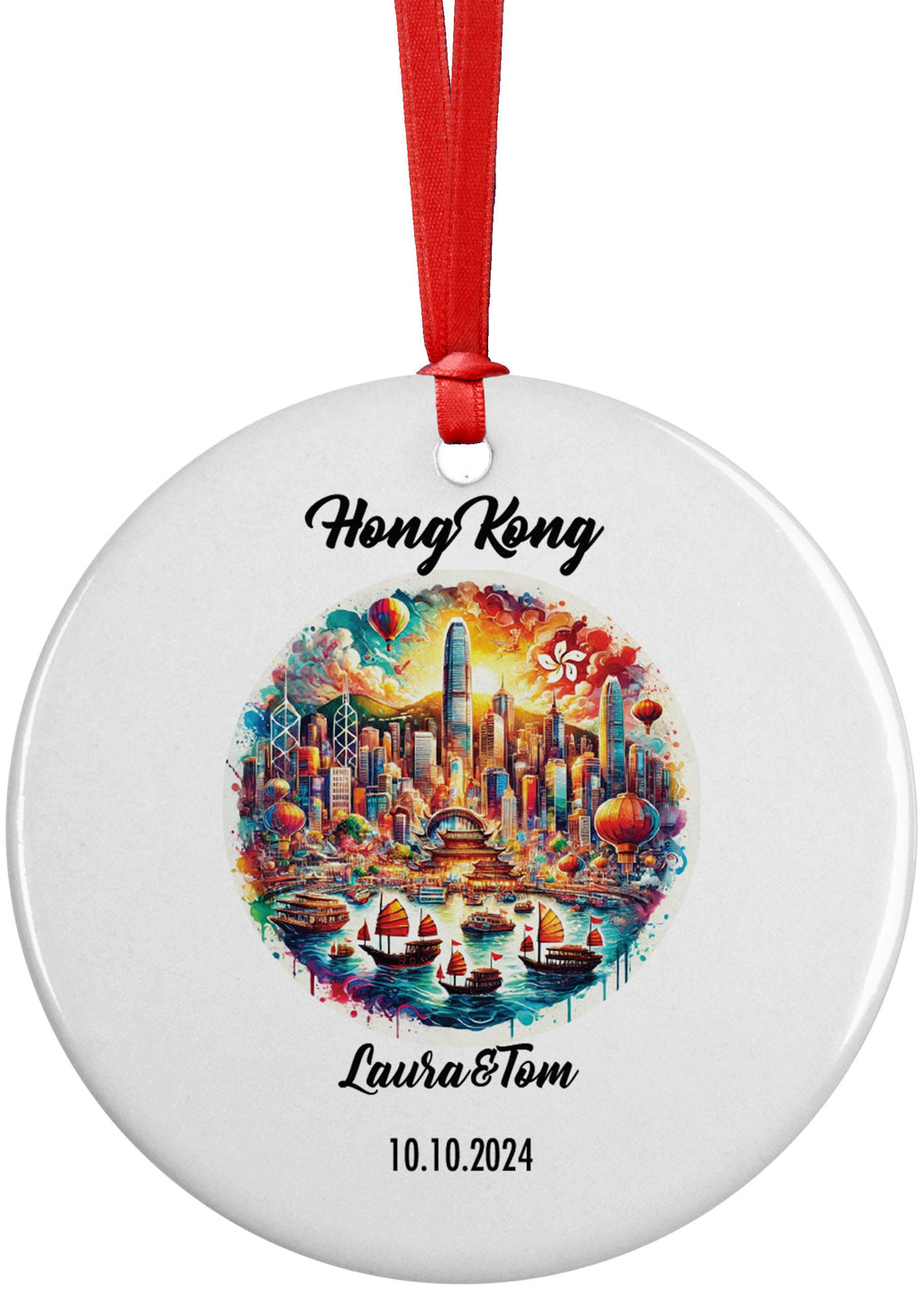 Hong Kong, Ornament, Engagement, Married, Travel, Gift for Engaged Couple, Engagement Gift, Trip, Vacation Souvenir