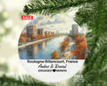 Personalized Boulogne-Billancourt France Christmas Ornament, Seine River, Mr & Mrs Wedding, Engagement, or Honeymoon Keepsake for Couples