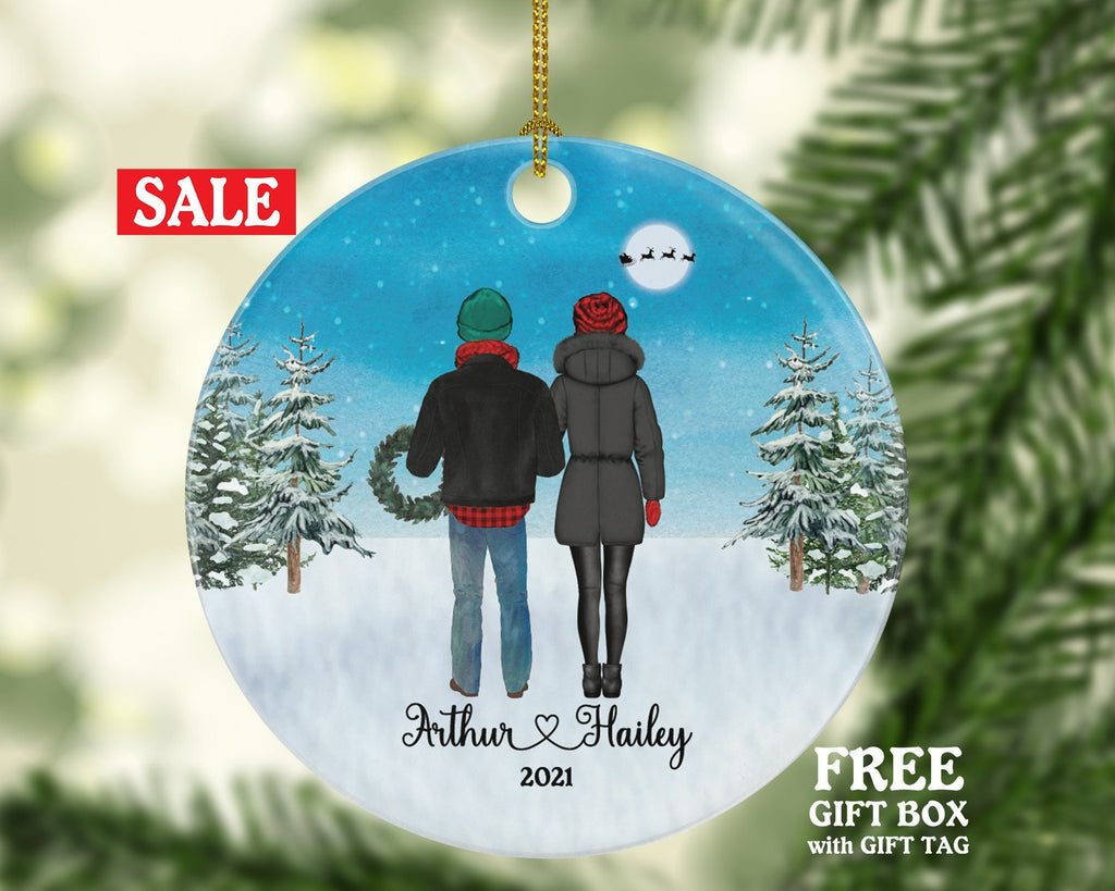 Couples Together Christmas Ornament - Our First Personalized Custom New Couple Gift - Names and Year