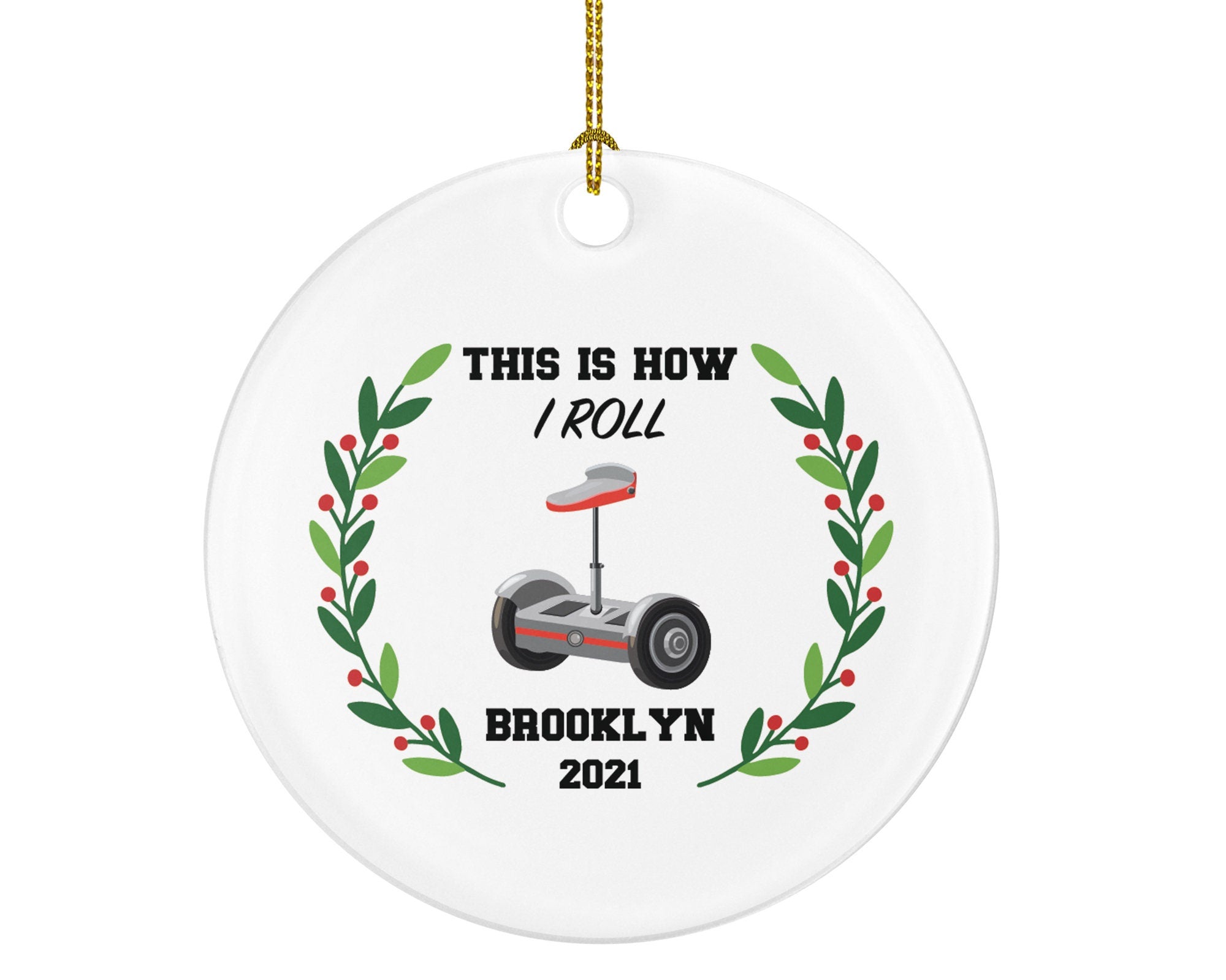 Electric Scooter Christmas Ornament Personalized - Riding Scooter Gift Motorized Kids Balance Board Wheel Scooter, Hoverboard Segway