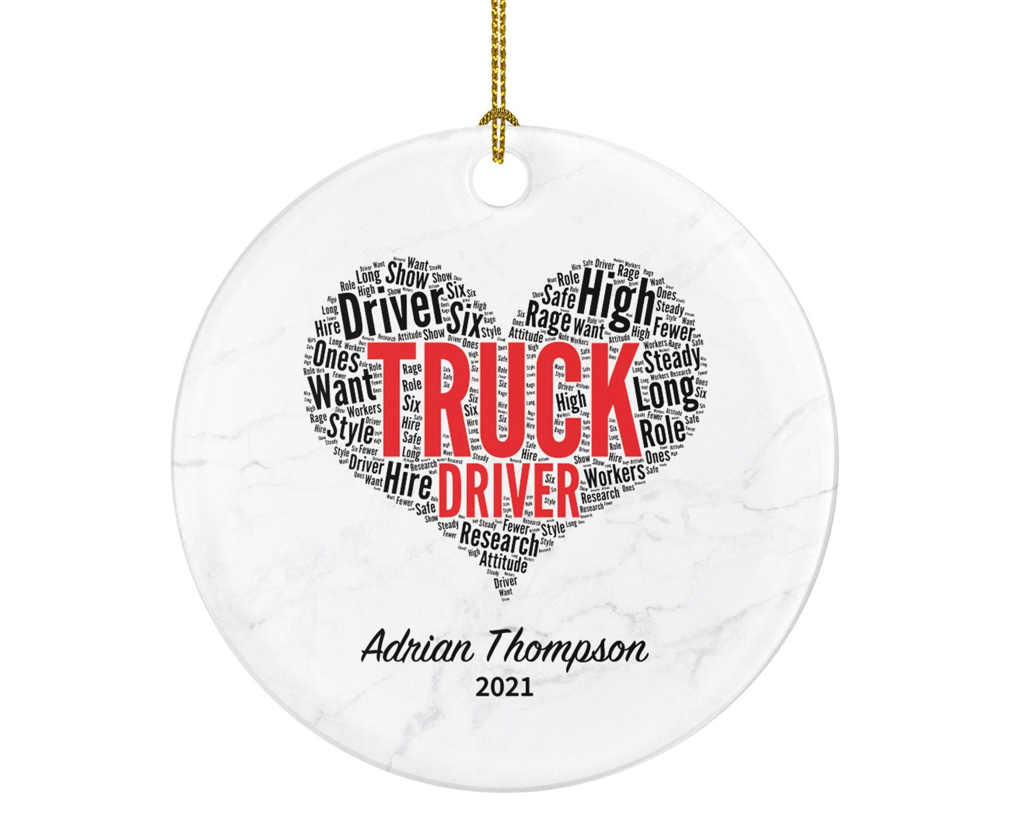 Truck Driver Christmas Ornament Personalized - Truck Driving Gift - Custom Name Year