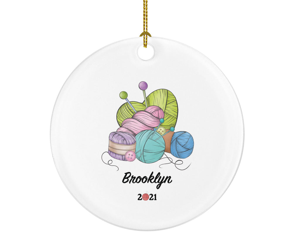 Knitting Christmas Ornament Personalized - Knitters Gift - Crochets, Needles and Yarn Balls - Christmas Knitting