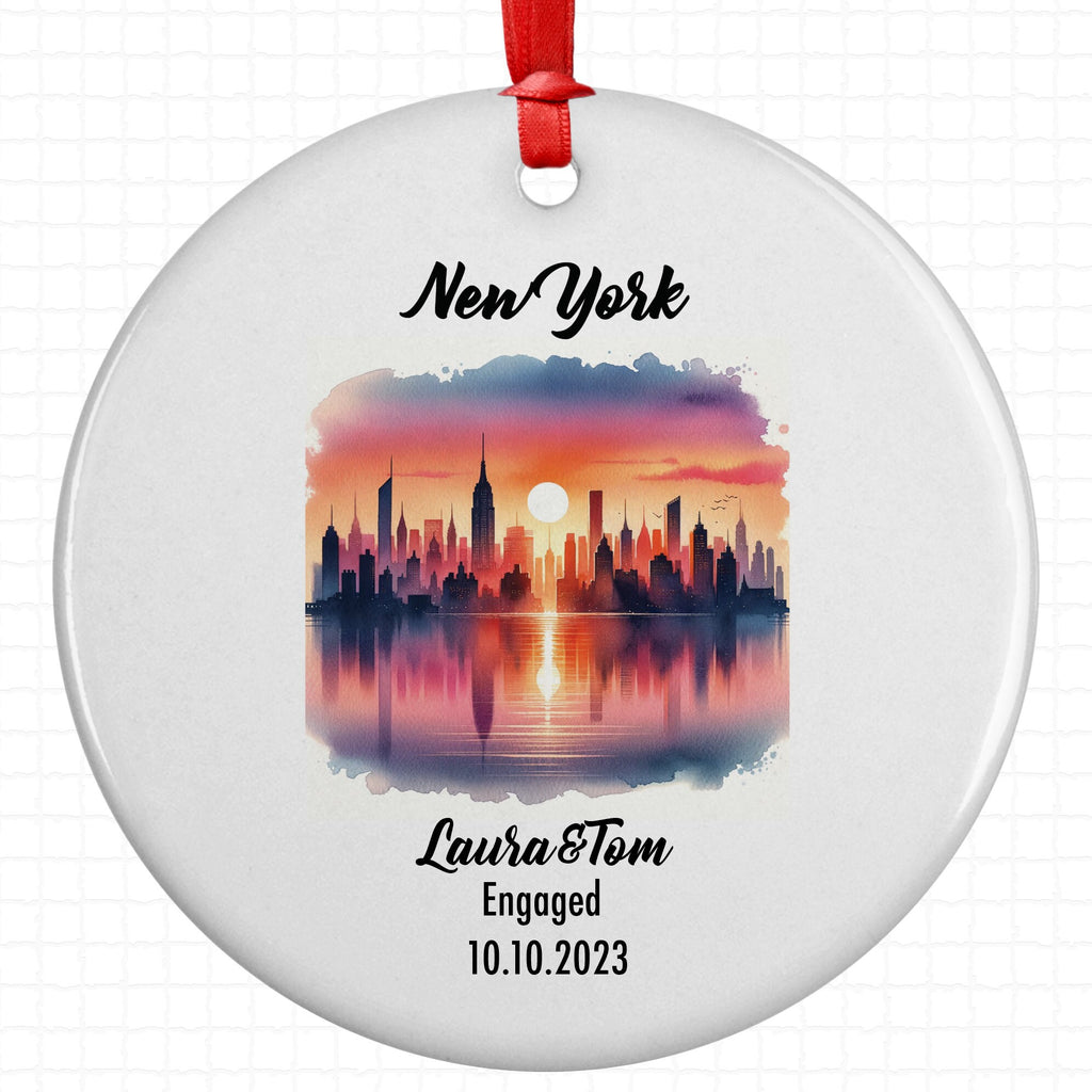 New York Ornament, Engagement, Married, Travel, Gift for Engaged Couple, Engagement Gift, Trip, Vacation Souvenir
