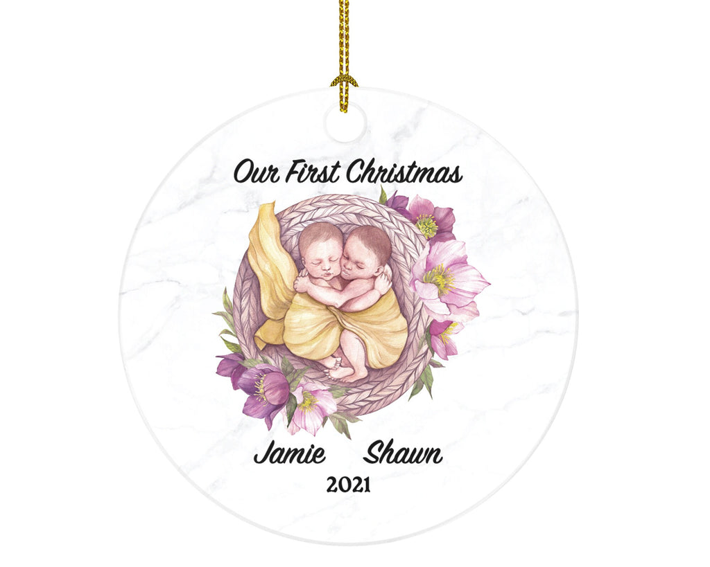 Twins First Christmas Ornament - Baby Boy or Girl Twins Infant Newborn Babies Personalized Ornament / Baby Gift