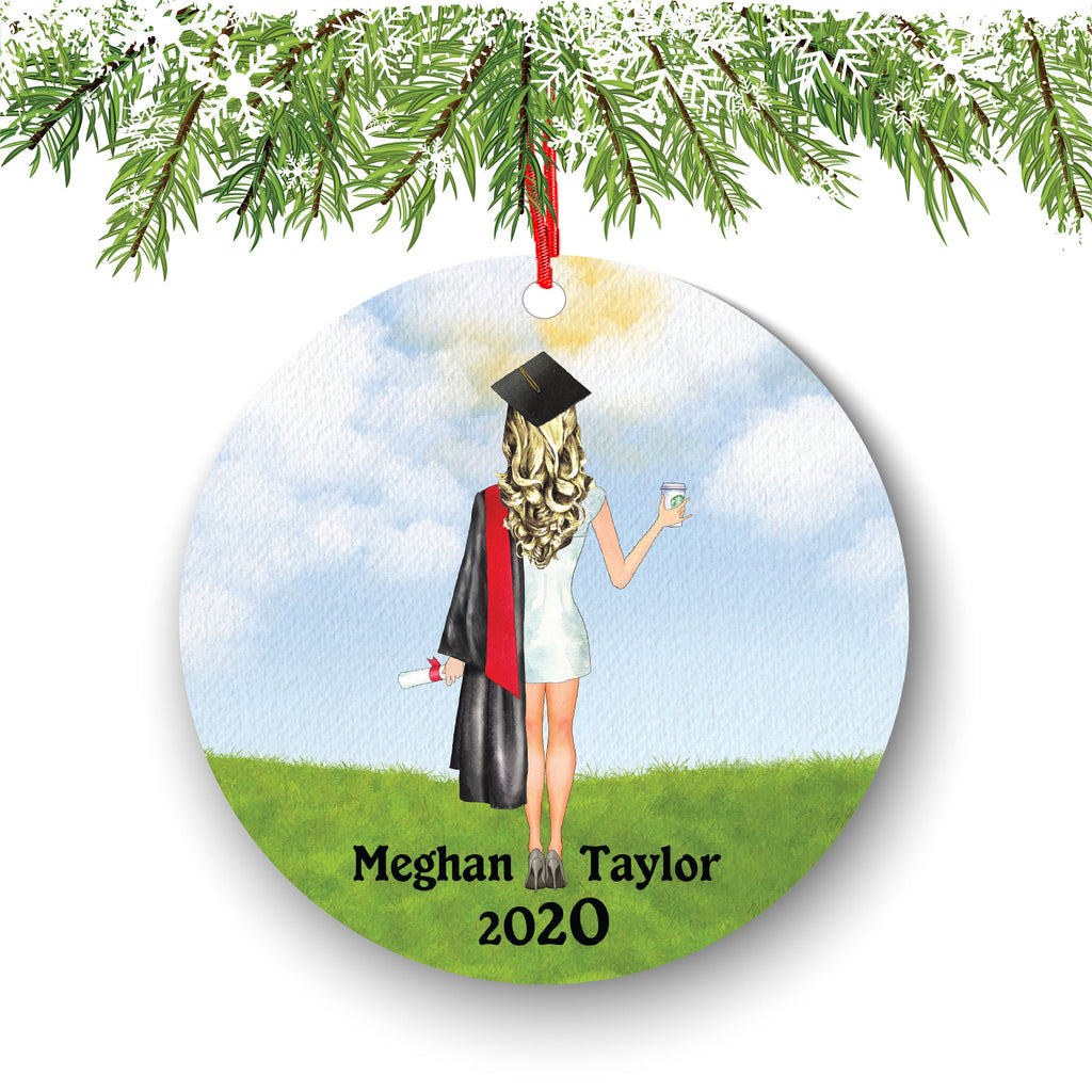 Personalized Graduation Christmas Ornament Class of 2020 2021 Custom Gift for Graduate Masters Bachelor Doctorate College High School Degree