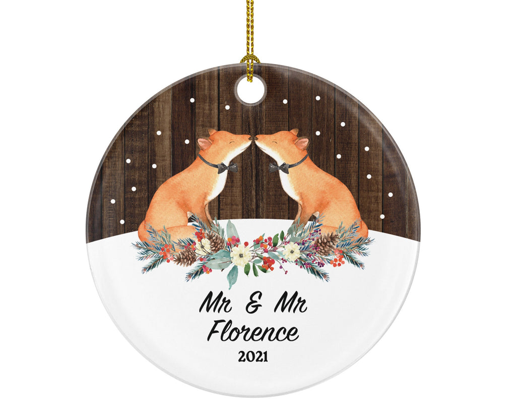 Personalized Gay Couple Christmas Ornament Pride Fox LGBT - Lgbtq - Gay Pride - Love is Love - Love Wins Same Sex Marriage