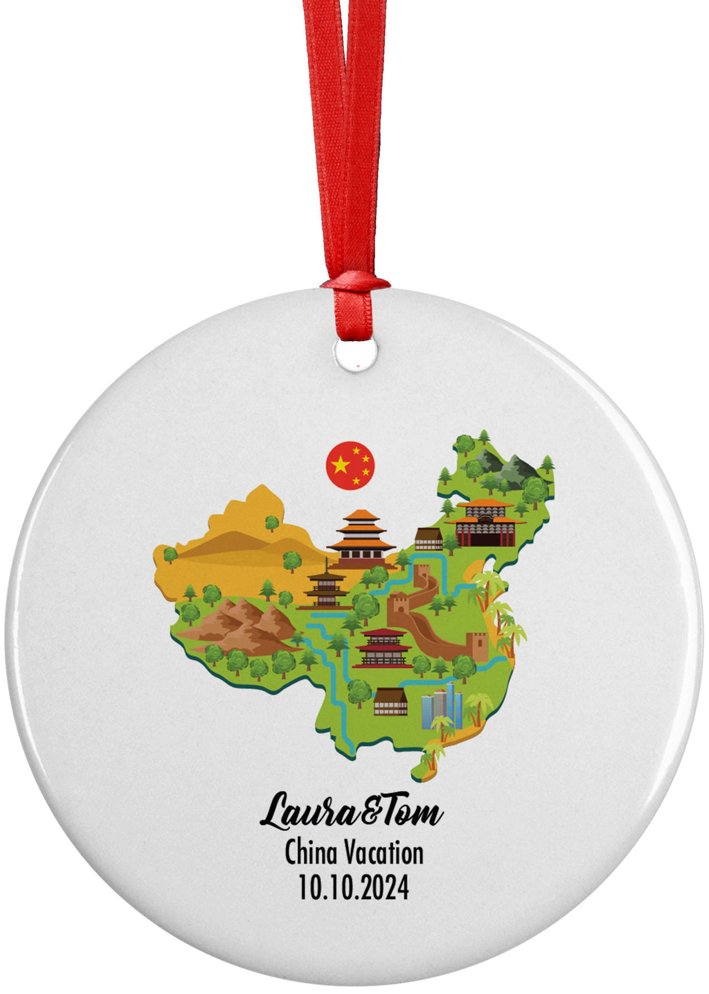 China Cultural Map, Ornament, Engagement, Married, Travel, Gift for Engaged Couple, Engagement Gift, Trip, Vacation Souvenir