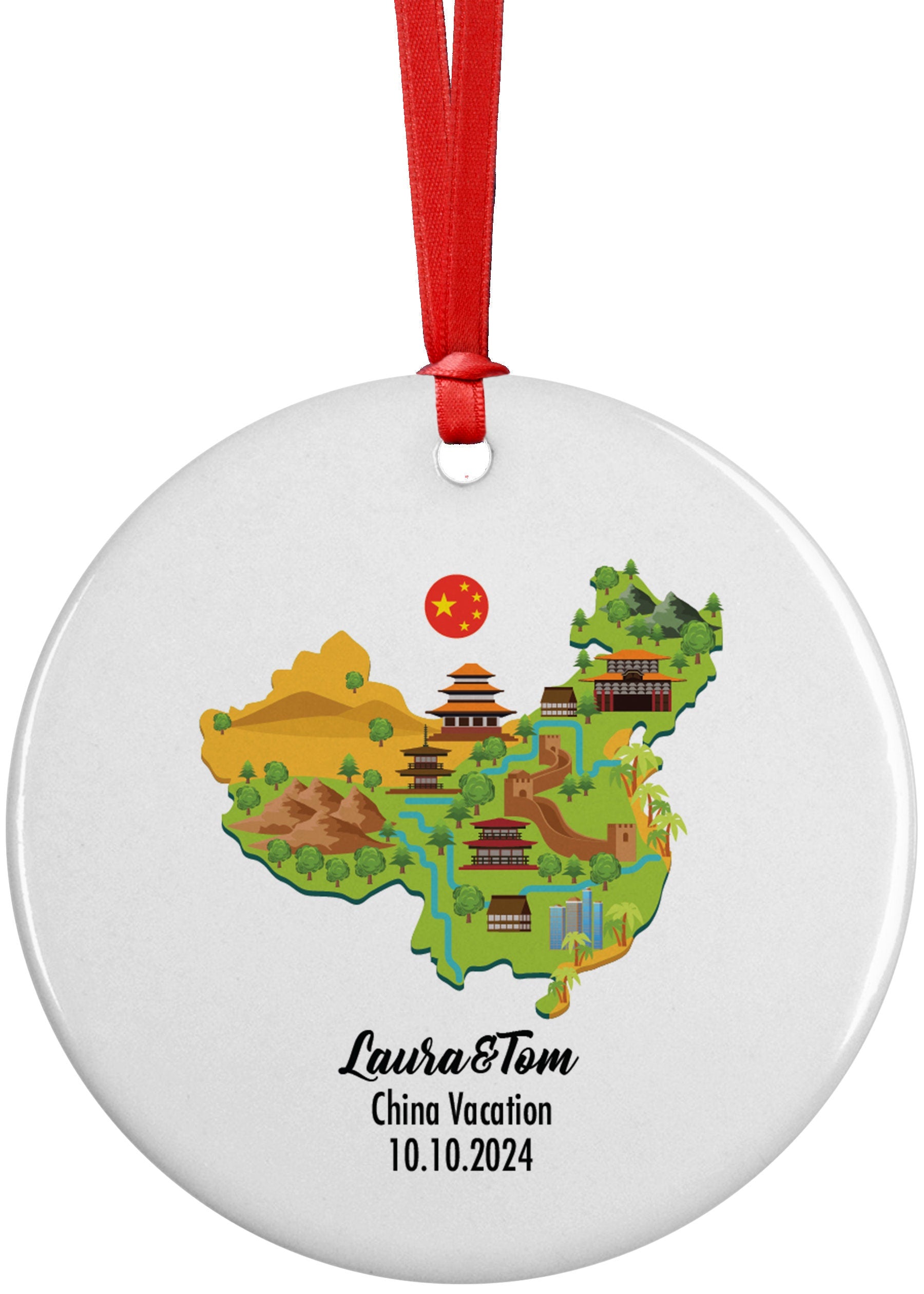 China Cultural Map, Ornament, Engagement, Married, Travel, Gift for Engaged Couple, Engagement Gift, Trip, Vacation Souvenir