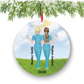 Personalized Nurse Medical Doctor Scrub Female Besties Best Friends Christmas Ornament Therapist Physician Pulmonary MD Custom Portrait Gift
