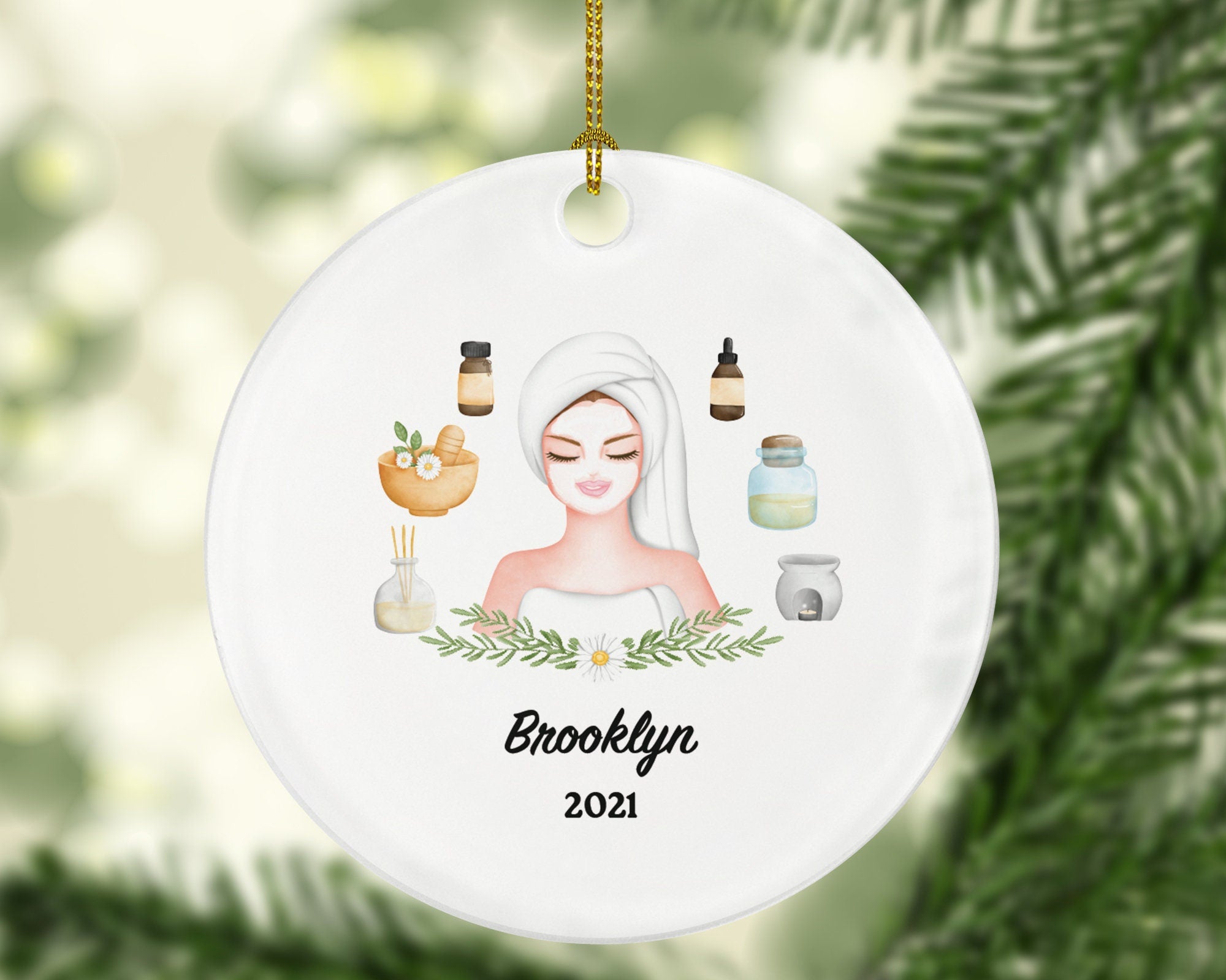 Spa Treatment Christmas Ornament Personalized - Spa Self Skin Care Lover Beauty Salon Owner Worker Massage Therapist Gift - Spa Party Relax