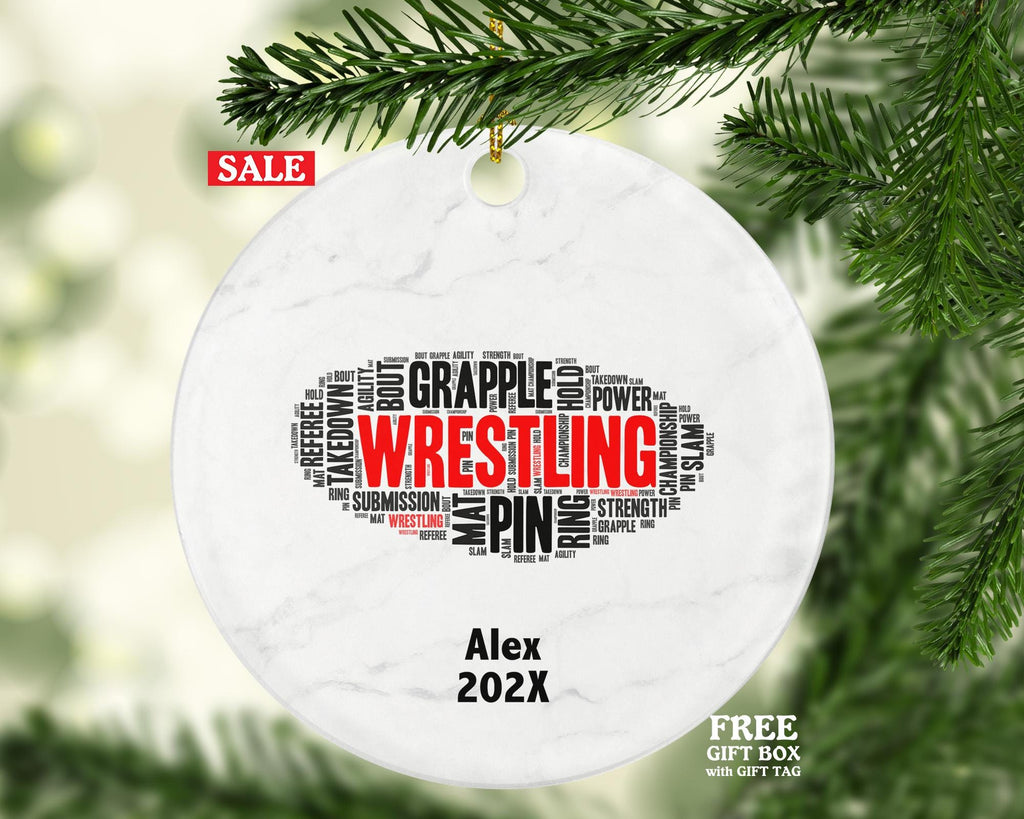 Personalized Wrestling Ornament – Custom Wrestler Gift with Word Art Design