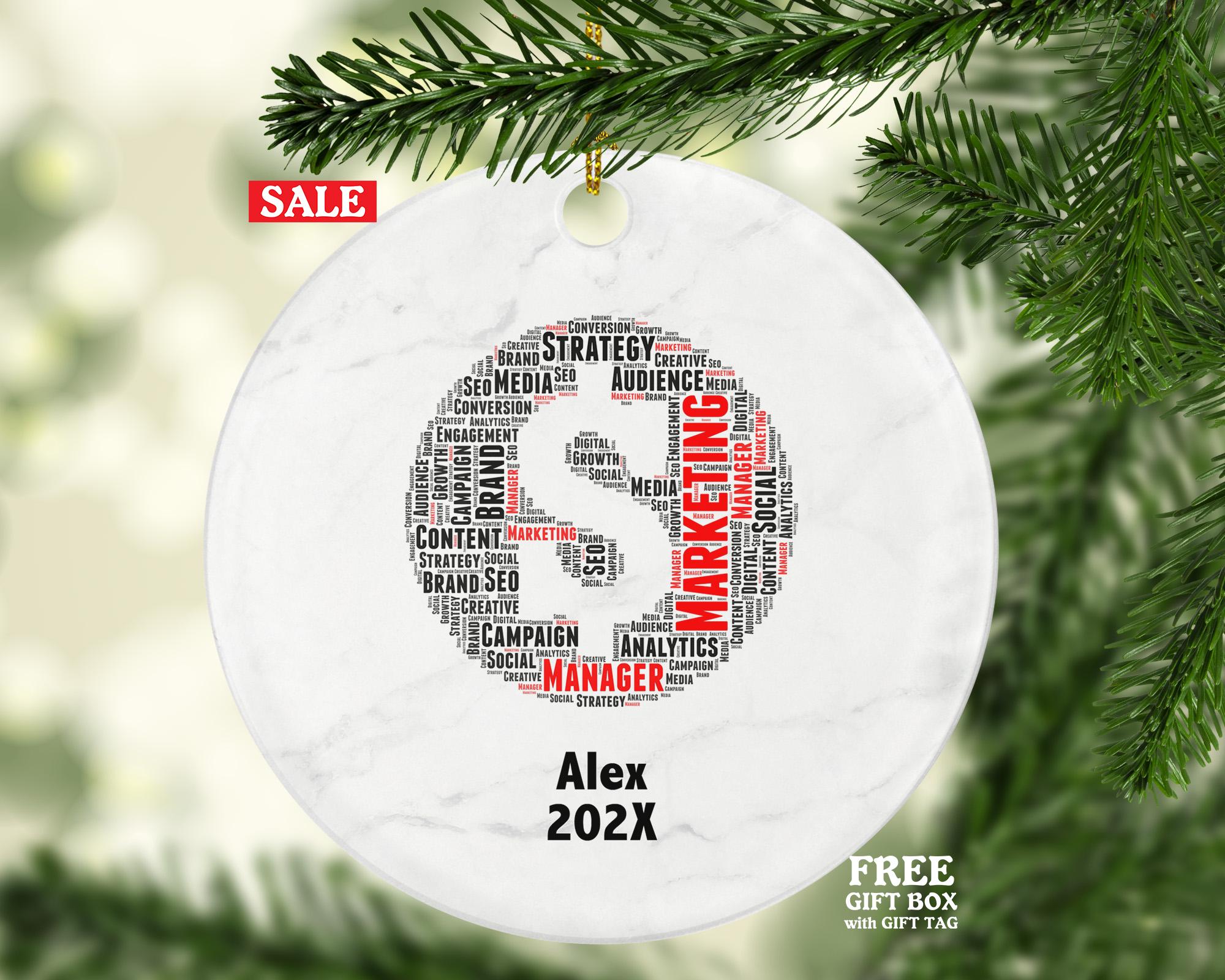 Personalized Marketing Manager Christmas Ornament – Custom Business Gift – Digital Marketing Ornament – Advertising Professional Keepsake