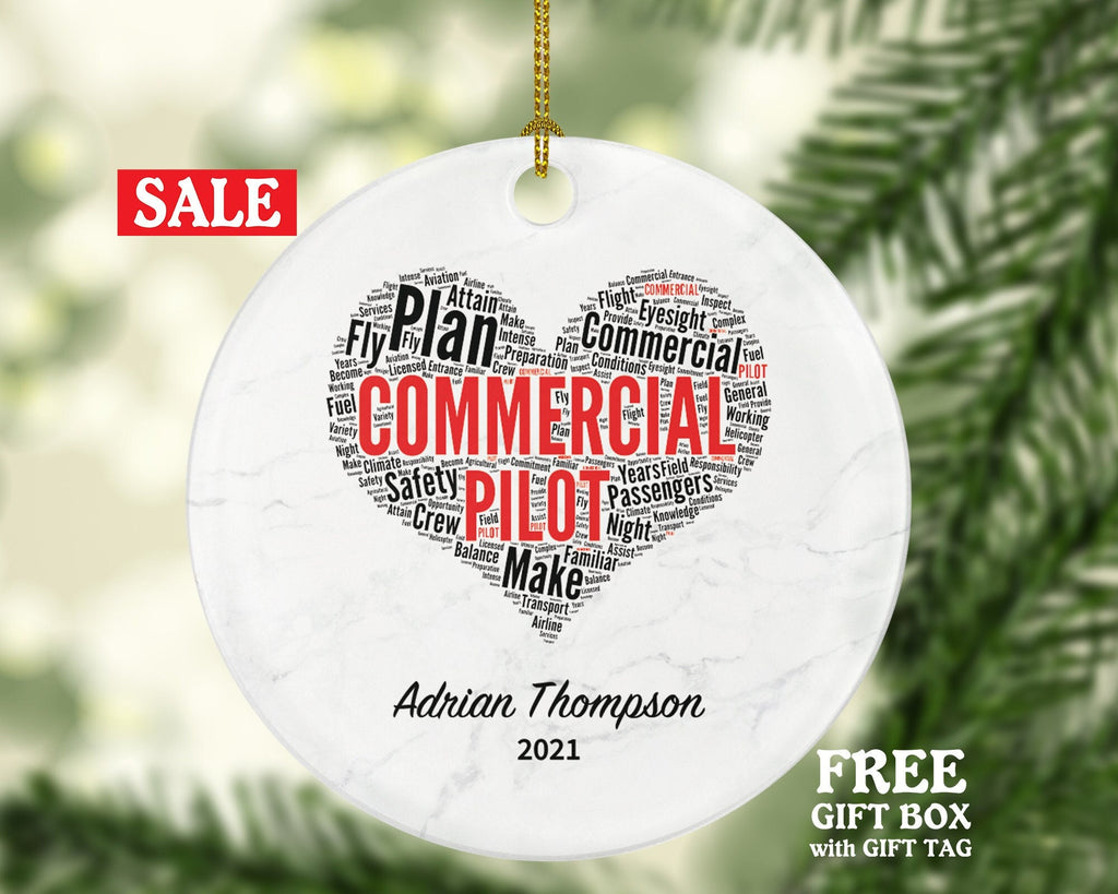 Commercial Pilot Christmas Ornament Personalized - Custom Gift For Commercial Pilot